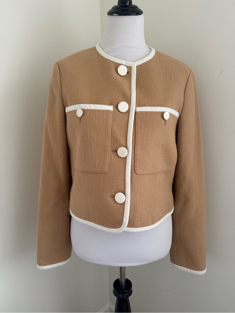 Veronica Beard Beale Structured Work Office Jacket in Khaki Size Women’s 8 - Picture 4 of 7